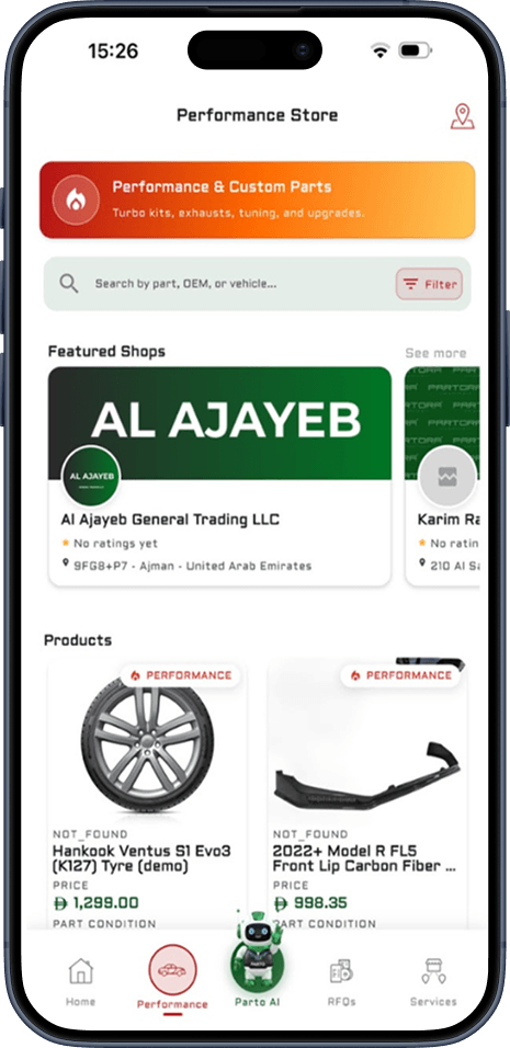 Mobile app screen